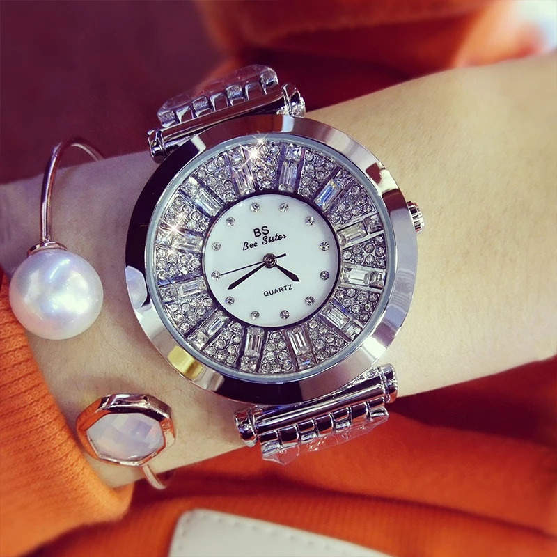 Kopen BS bee zus Vrouwen Horloge Luxe Merk 2017 Fashion Designer Campagne Oostenrijkse Diamonds Horloges Dames Quartz Waterdicht Horloge