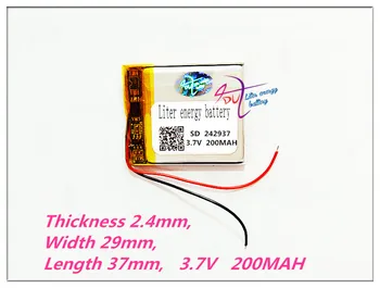 

Mp3 Mp4 Player replacement battery for 242937 3.7v 200mAh rechargeable li Tablet polymer battery 253035