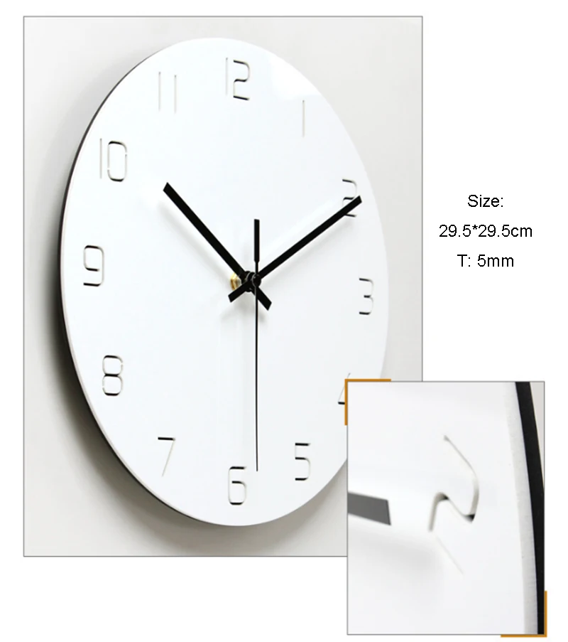 12 Inch Wall Clock Nordic Household Mute Living Room Bedroom Minimalist Modern Decorative Wall Watch Quartz Round Clocks