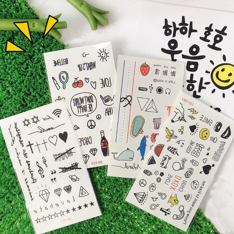 12 шт./компл. Kawaii животные фрукты сердце звезда водонепроницаемые временные тату