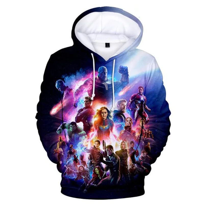 3D Anime Hoodie Movie The Avengers Endgame Graphic Print Harajuku Sweatshirts Superhero Ironman Captain America Cosplay Costumes