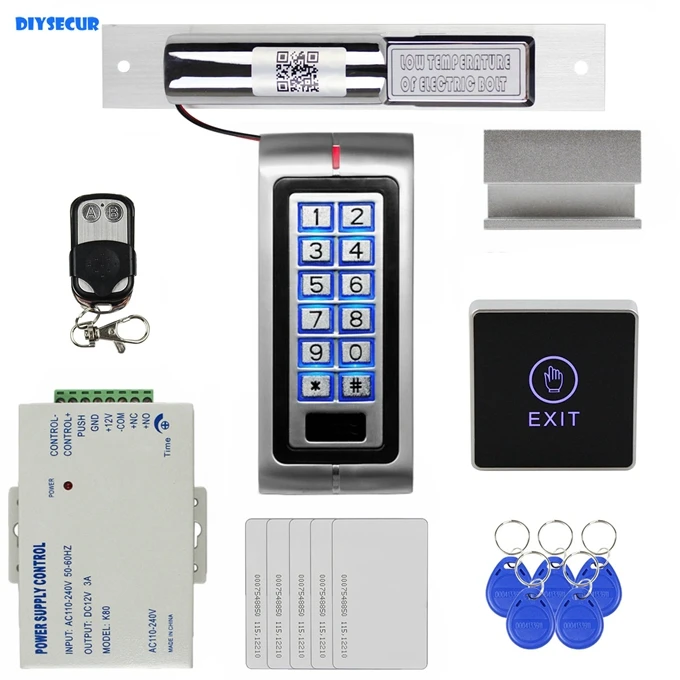 Diysecur 125 кГц rfid металла клавиатура Система контроля доступа Kit+ аудио домофоны с дверь зажим+ пульт Управление; K2