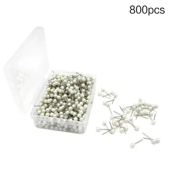 

800 Pieces Map Tacks Push Pins Round Plastic Head with Stainless Steel Point, 0.16 Inch Head (Silver/Gold/Rose Gold/Black gold/W