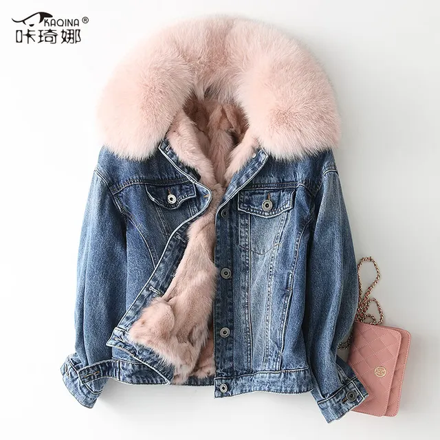 fox fur denim jacket