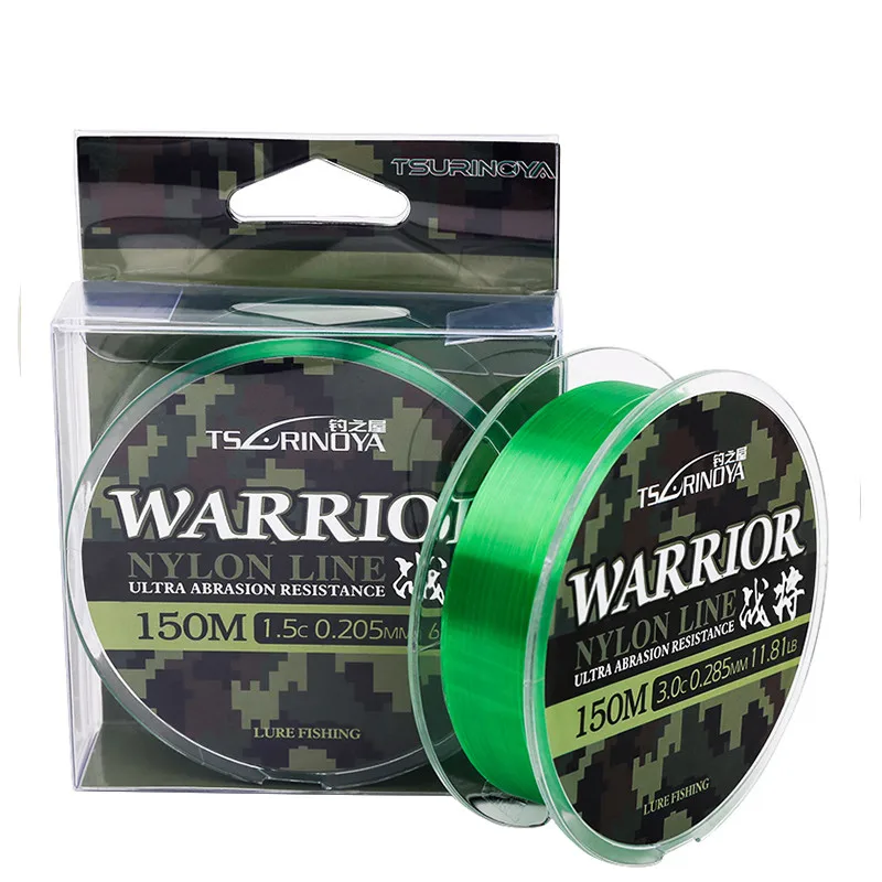 TSURINOYA WARRIOR 150m Fishing Line 1.0# 1.5# 2.0# 3.0# Zero Memory Nylon Fishing Line Monofilament Sink Line Fishing Wire