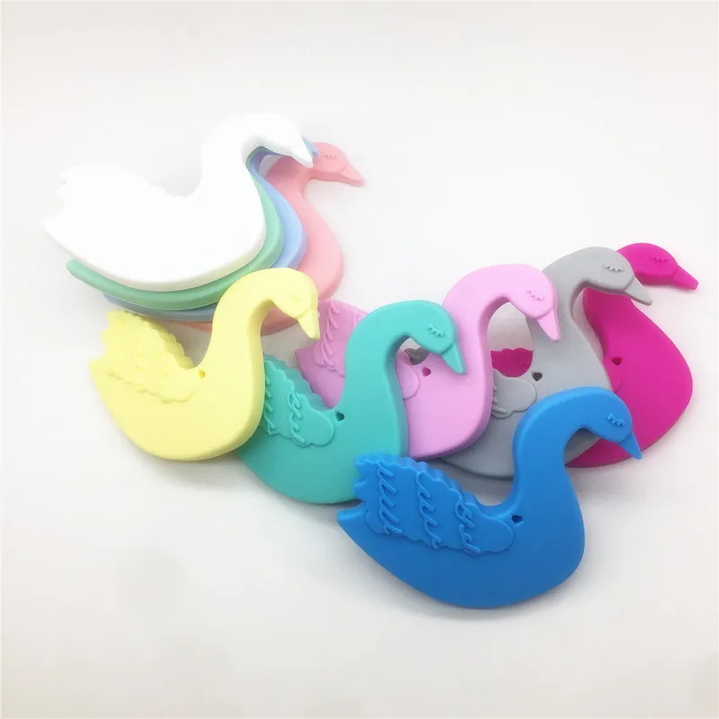

Chenkai 5PCS BPA Free DIY Silicone Baby Goose Animal Pacifier Teether Beautiful Swan Sensory Pendant Toy Accessories Food Grade