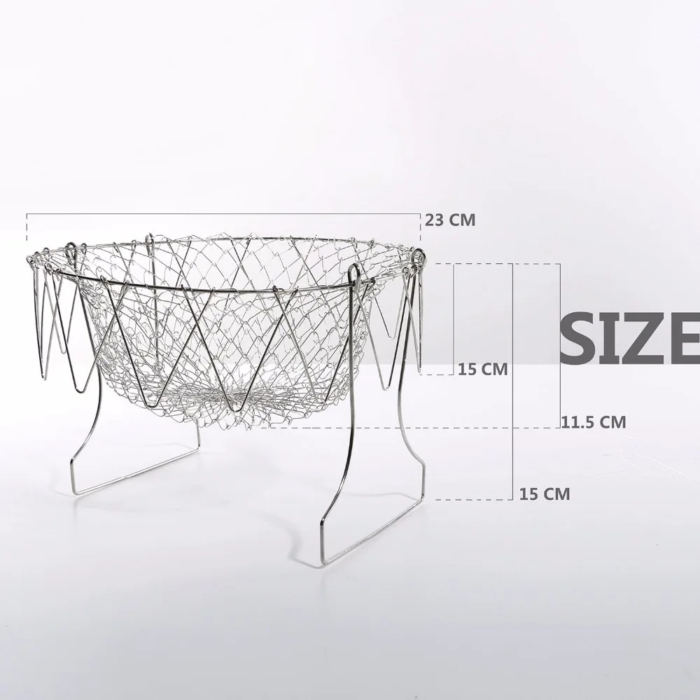 Фри французский шеф-повара корзина складная промывка паром деформация магия сито из нержавеющей стали сетчатая корзина для кухни подарок на приготовление пищи