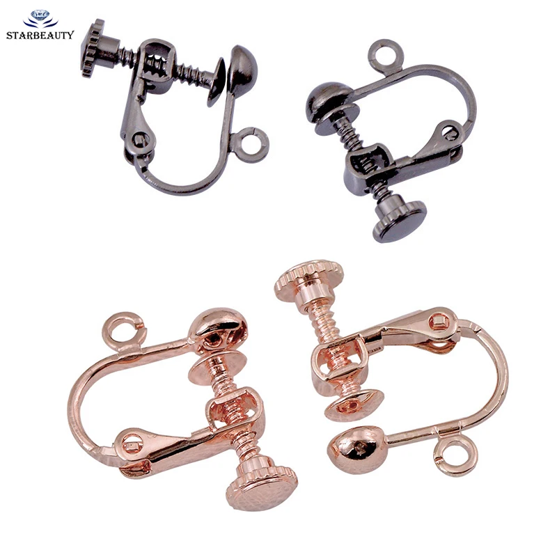 1Pair Copper Fake Ear Piercing Black Silver Color Color Adjustable Spiral Ear Clip Cuff Women