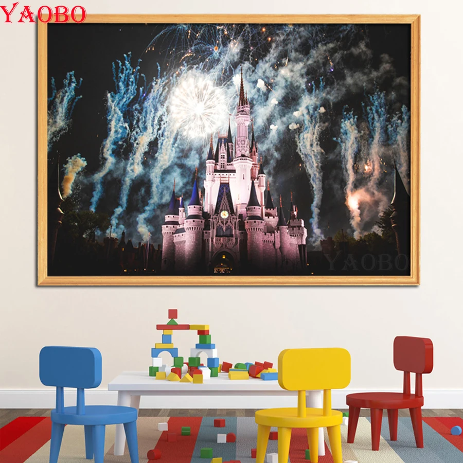 

Rhinestone Embroidery Picture by numbers DIY Diamond Painting Fantasy Castle mosaic Cross Stitch Nordic Children's BedRoom Decor