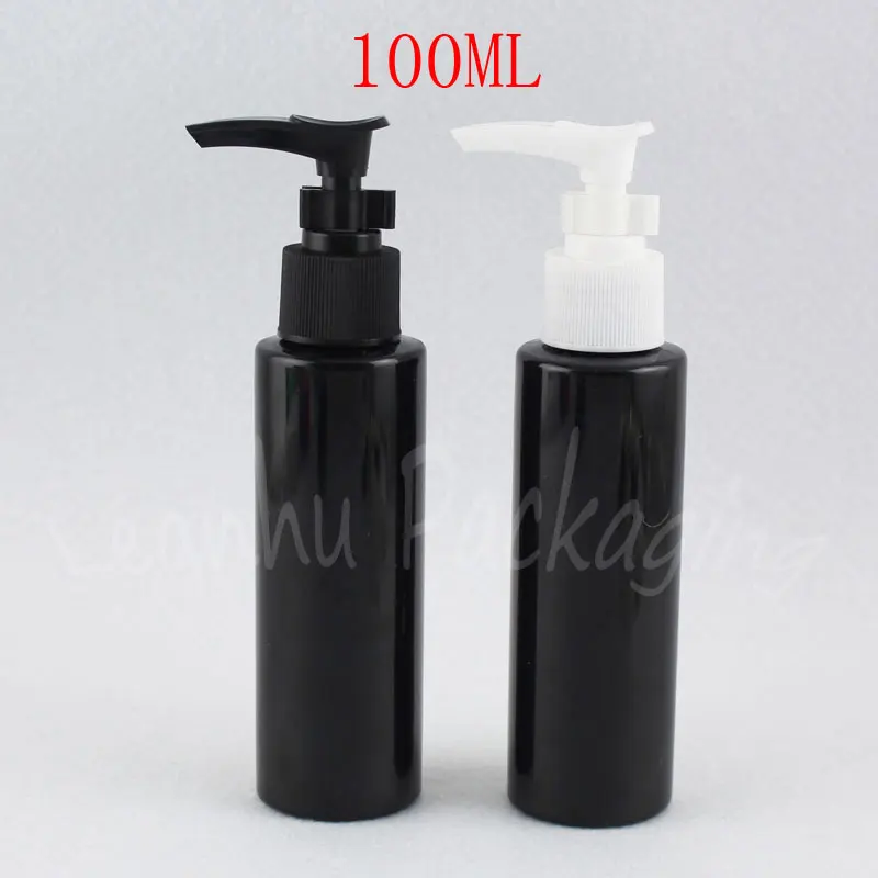 

100ML Black Flat Shoulder Plastic Bottle With Bayonet Pump , 100CC Shower Gel / Lotion Packaging Bottle , Makeup Sub-bottling
