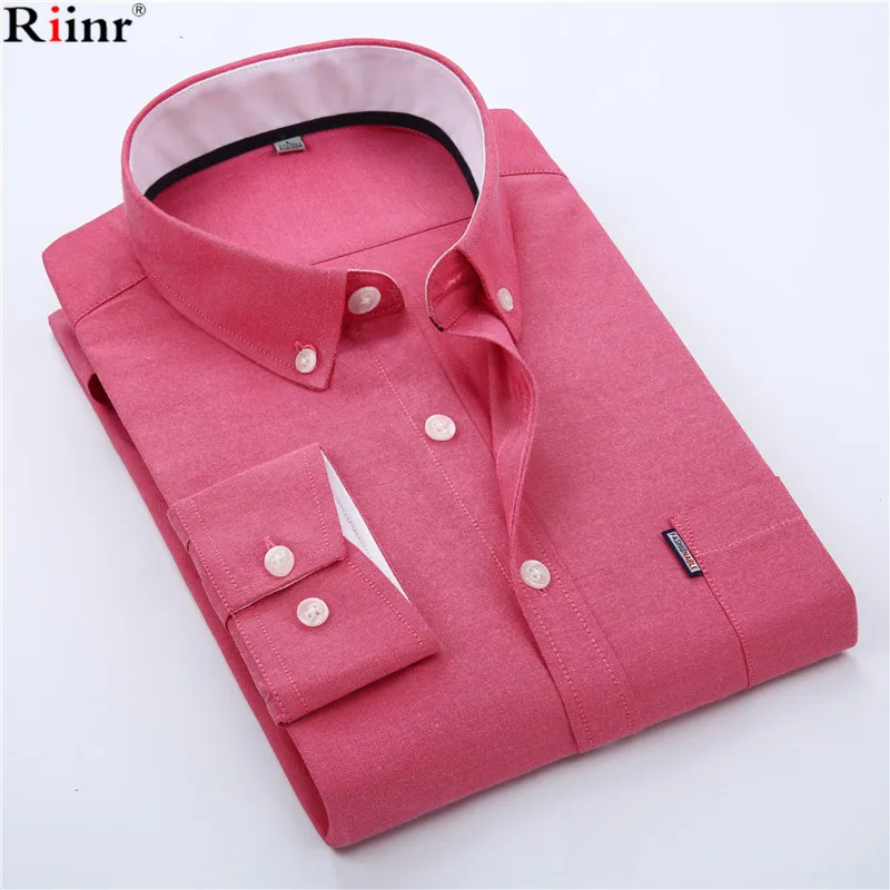 

Riinr 2018 Brand New Men's Shirt Long Sleeve Slim Fashion Designer High Quality Solid Color Men Shirts For Business Shirts M-5XL