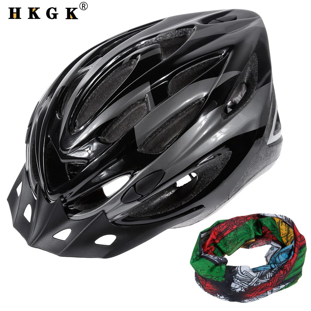 

HKGK Bicycle Helmets Black Bike Helmet Mountain Road Bike Integrally Molded Men Women Cycling Helmets, Free Headband