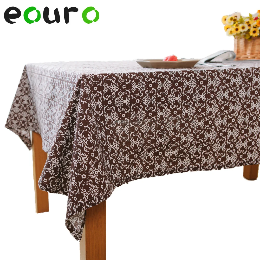 Printed European Style Linen Cotton Table Cloth Coffee Rectangular