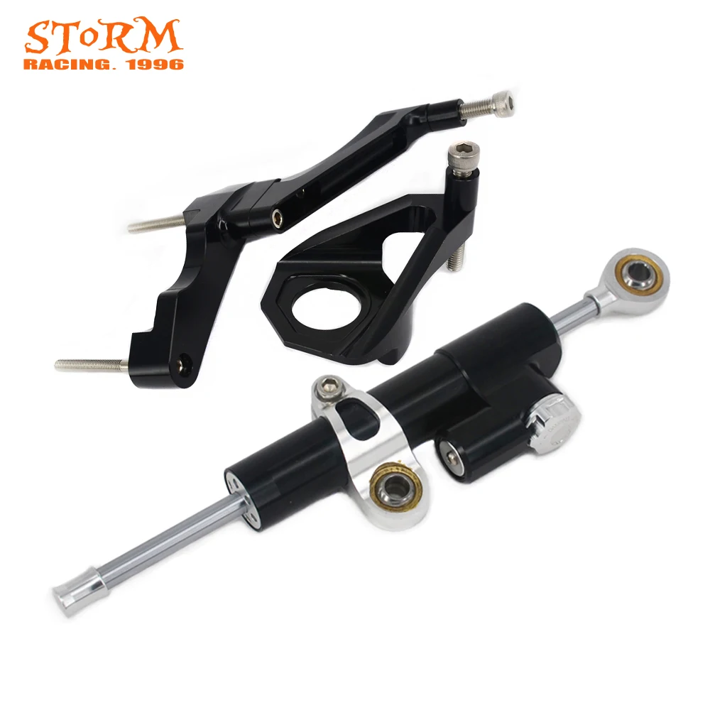 Motorcycle Steering Damper Stabilizer With Mounting Bracket Adapter Set ...