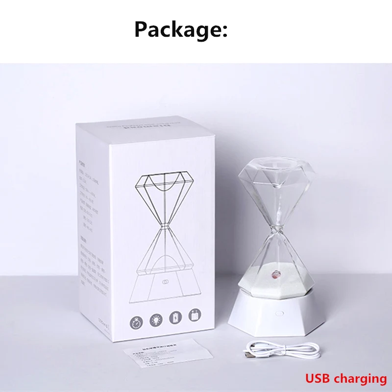 AIFENG Hourglass Night Lamp 15 Minutes Sand Hourglass Timer 7 Colors Changing Night Light For Living Room Bedroom Bedside Lamp - Испускаемый цвет: Color changeable