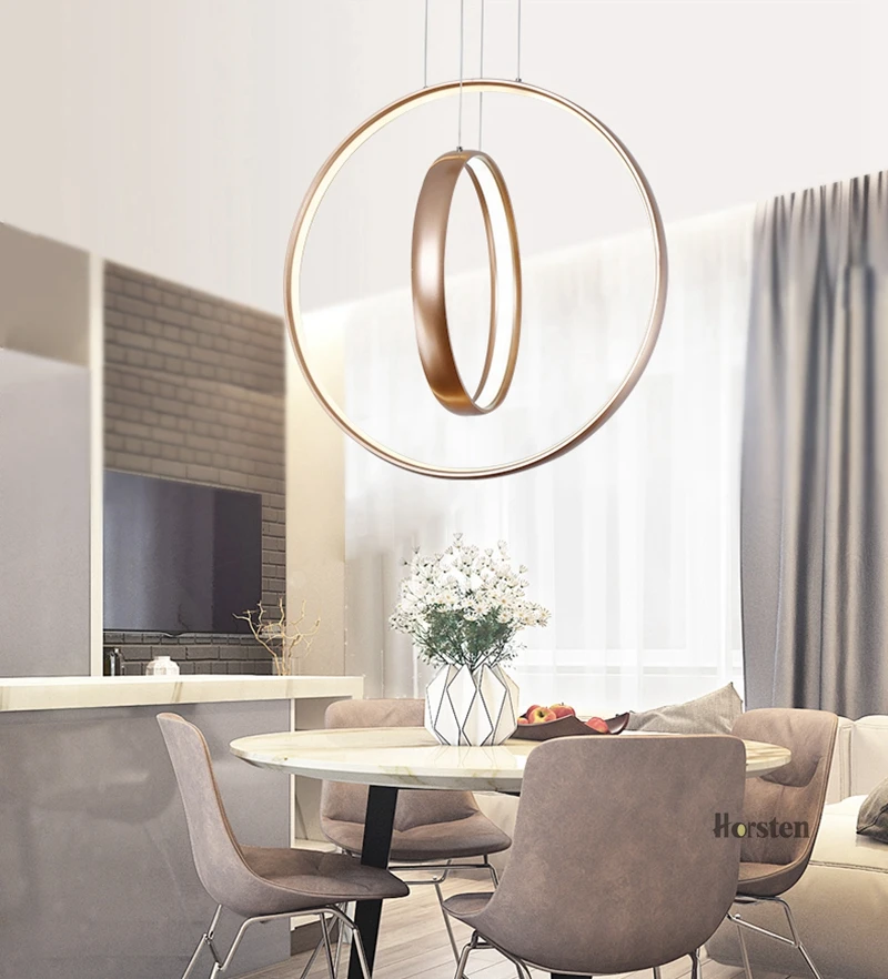 Nordic Creative LED Pendant Lights Lamp Minimalist Aluminum Double Ring LED Hanging Lighting For Dining Room Bar Cafe (6)