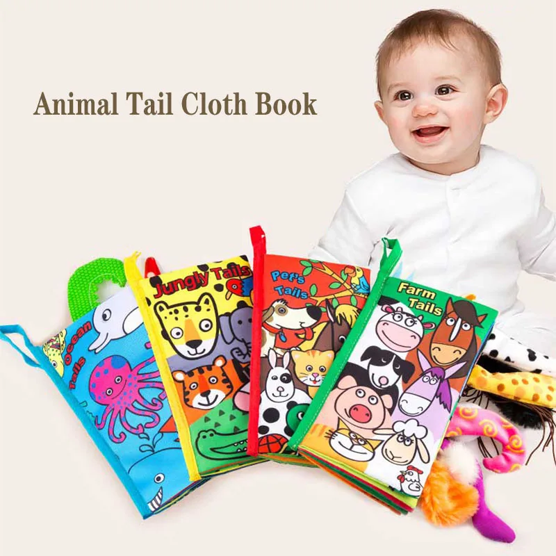JollyBaby Soft Cloth Book Pet/'s Tails Baby Kid Intelligence Development Toy