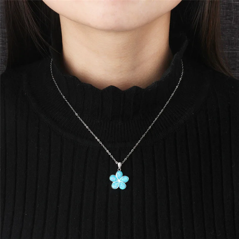 FDLK  Hot New Arrival Cute Ocean Beach Jewelry Blue Opal Sea Turtle 1PC Allergy Free Adjustable Pendant Necklace