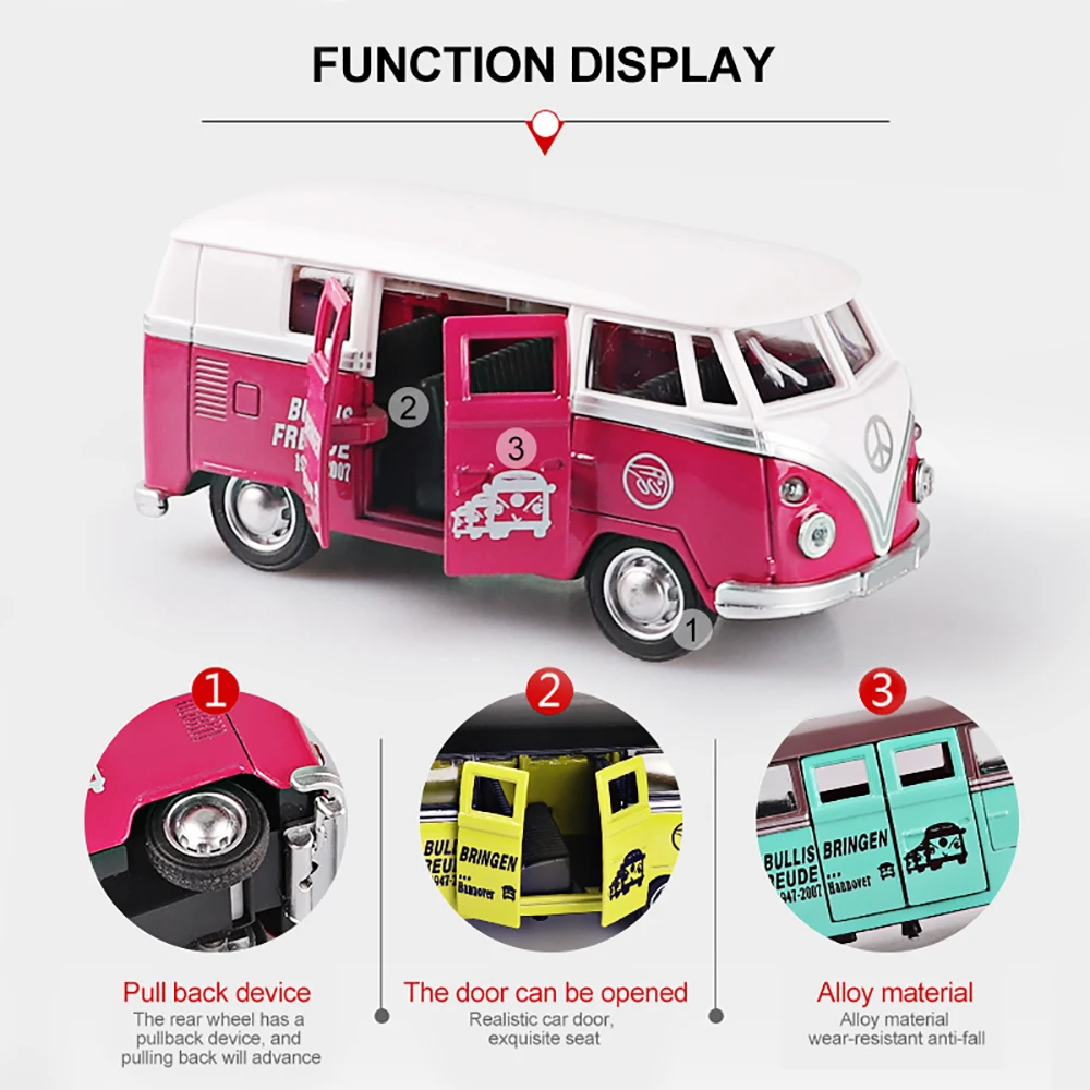 Volkswagen Van Retro T1 Alloy Bus Model-6