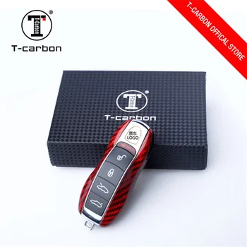 

Red Carbon Fiber Car Key Case Protective Shell Styling Bag Box For Porsche Cayenne Macan Cayman Boxster 911