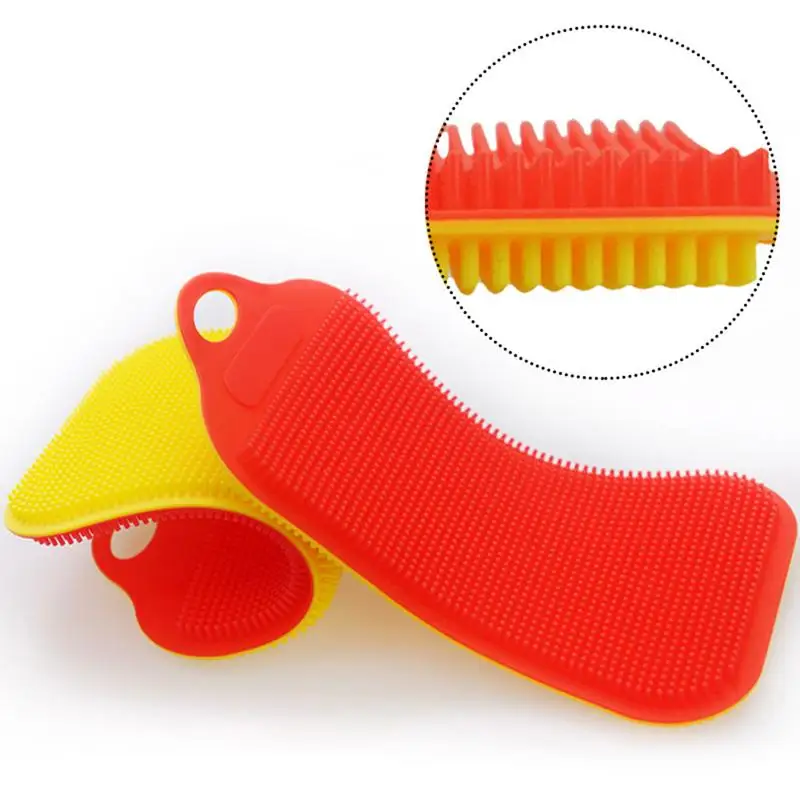 Creative Double sided Cleaning Brush Silicone Dishwashing Brush