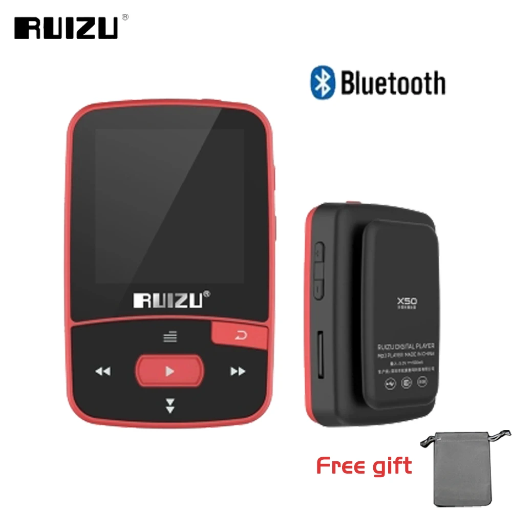 Новое поступление, Спортивный MP3 плеер RUIZU X50 с Bluetooth, 8 ГБ, мини-клип с поддержкой экрана, FM, запись, электронная книга, часы, шагомер