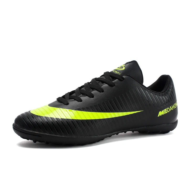 SUROM 34~ 45 длинные шипы футбольные кроссовки мужские спортивные уличные лужайки футбольные бутсы - Цвет: A88-black