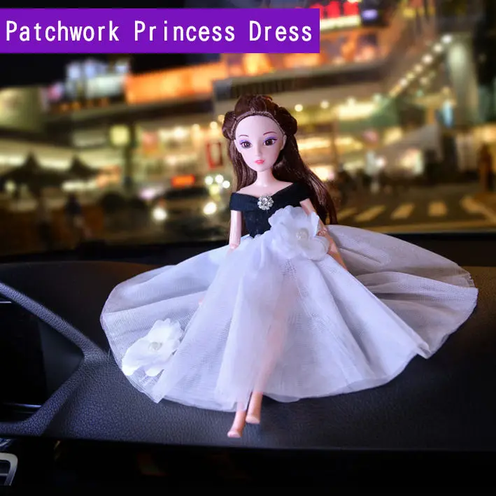 Красивый кукольный автомобиль, свадебное платье, куклы, Игрушечная модель, прекрасный автомобиль, украшения для интерьера, авто украшения, аксессуары для девочек и женщин - Название цвета: Patchwork Dress