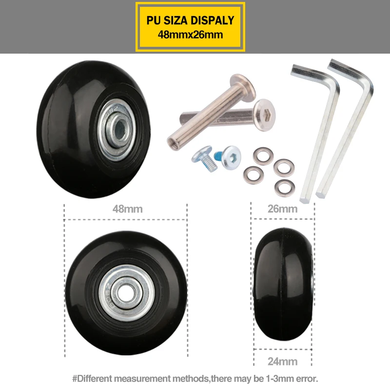 Колеса для чемодана, 1 пара чемоданов для багажа, сменные колеса, Прямая с фабрики, оси Deluxe Repair, инструмент для ремонта, ролики - Цвет: PU-48-26