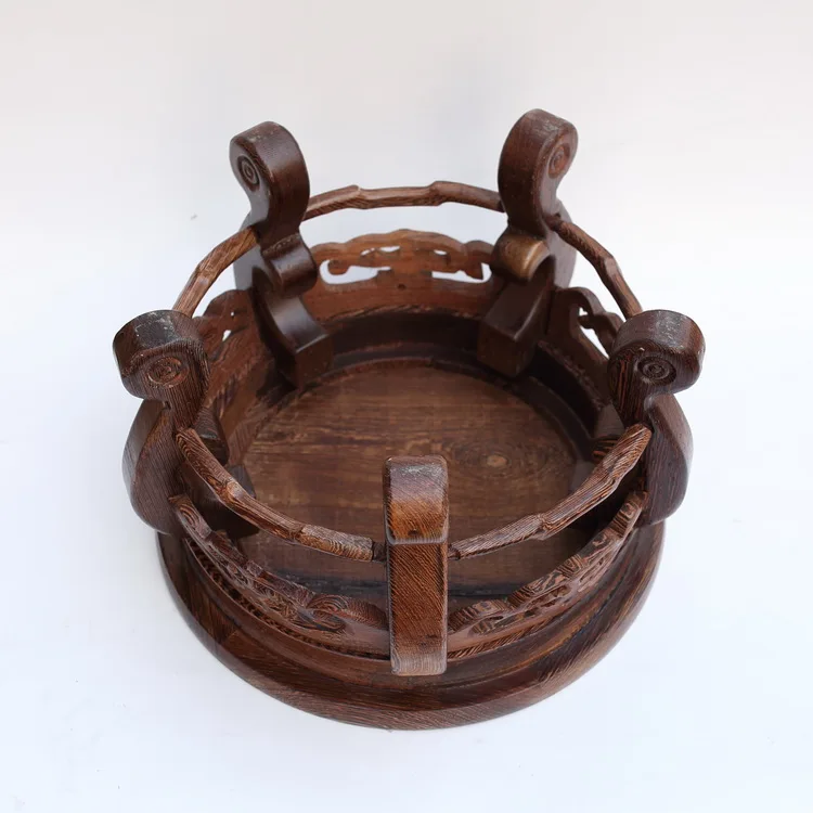 Circular base carved small sweet a few solid wood household act the role ofing is tasted vase aquarium handicraft furnishing Circular base carved small sweet a few solid wood household act the role ofing is tasted vase aquarium handicraft furnishing