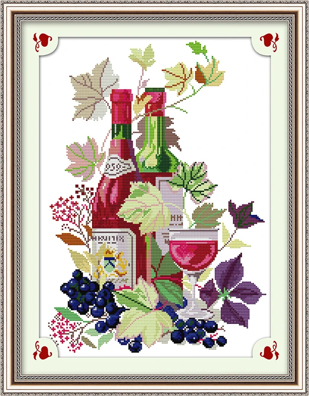 Тканевые наборы для вышивки крестом Life in Wine Glass 100% Точная печатная вышивка сделай