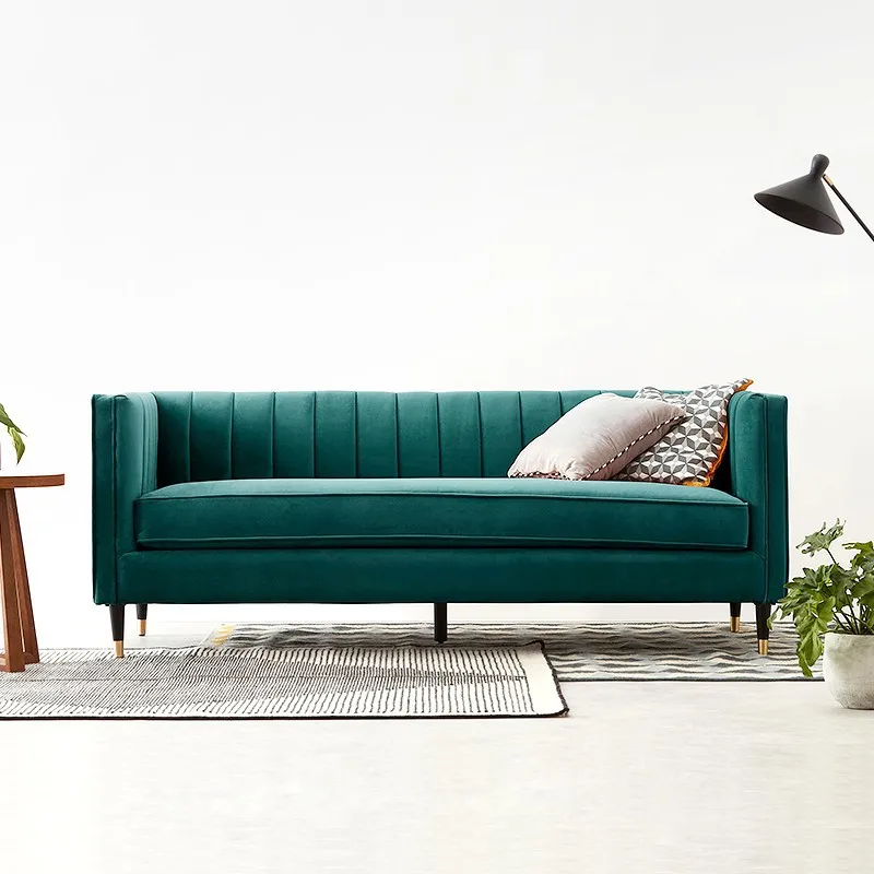 

Nordic post-modern velvet fabric sofa Light luxury small three-person living room self-dressing lazy sofa