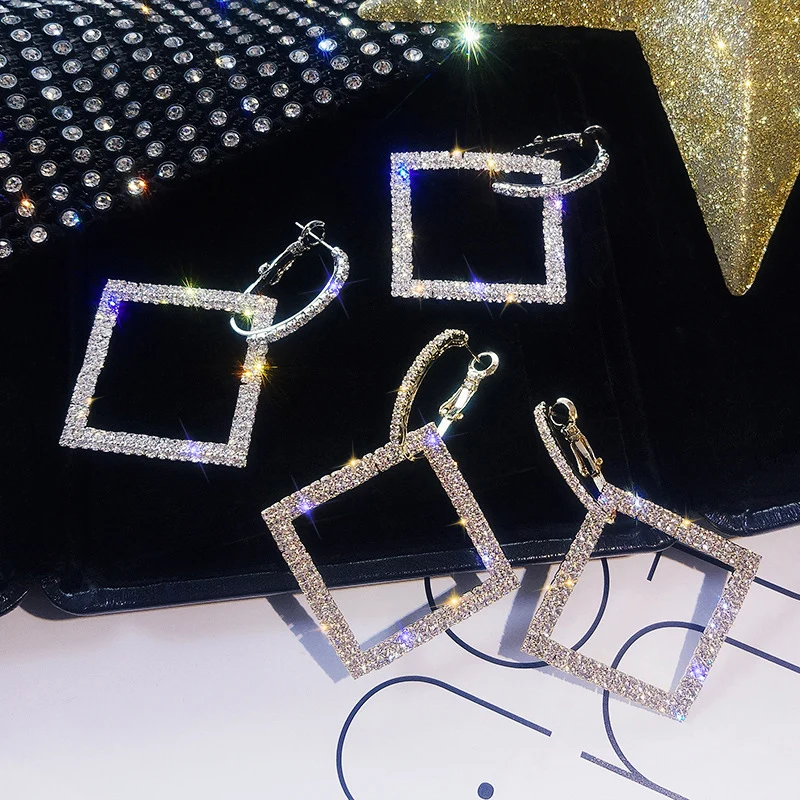 

Fashion 1Pair Shining Geometric Dangle Women Girls Drop Crystal Earring Wedding Bride Gifts Earring