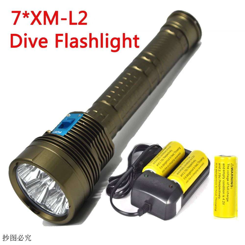 Diver underwater flashlight, diving 18000 LM XM 7xl2 defensive