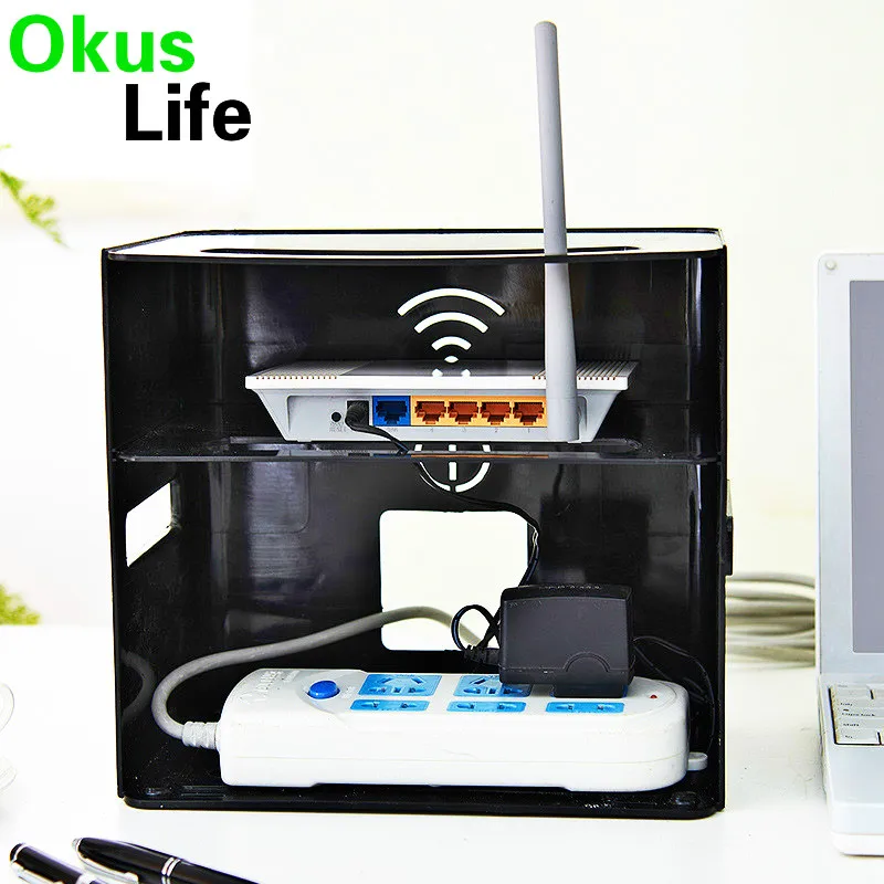 

2019 Newest Wireless Wifi Router Storage Box Cable Power Plug Wire Organizer Storage Box Shelf Rack Protection Shell Home Office