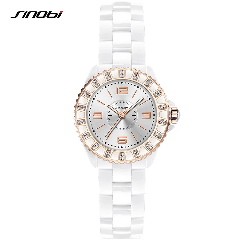 SINOBI 2017 Ladies Imitation Ceramic font b Watch b font Luxury 2 Size Gold Bracelet font