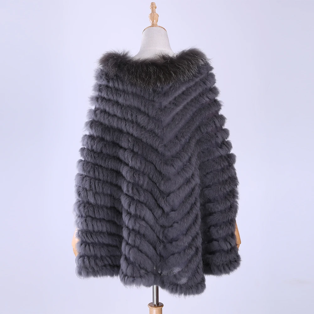 Женский роскошный пуловер вязаный из натурального кроличьего меха енота мех пончо шарф-шаль вязаные обертывания шаль треугольник амис