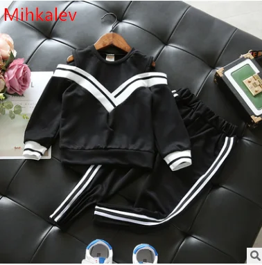 

Mihkalev kids clothings sets 2018 spring children 2PCS sport suit long sleeve tops+pants girl clothes set baby tracksuit outfits