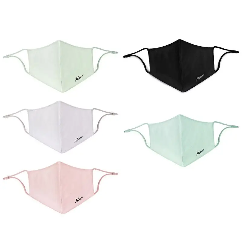 

Women Men Reusable Cotton Anti Dust Half Face Mouth Mask Letters Print Adjustable Mouth-muffle Windproof Respirator Candy Color