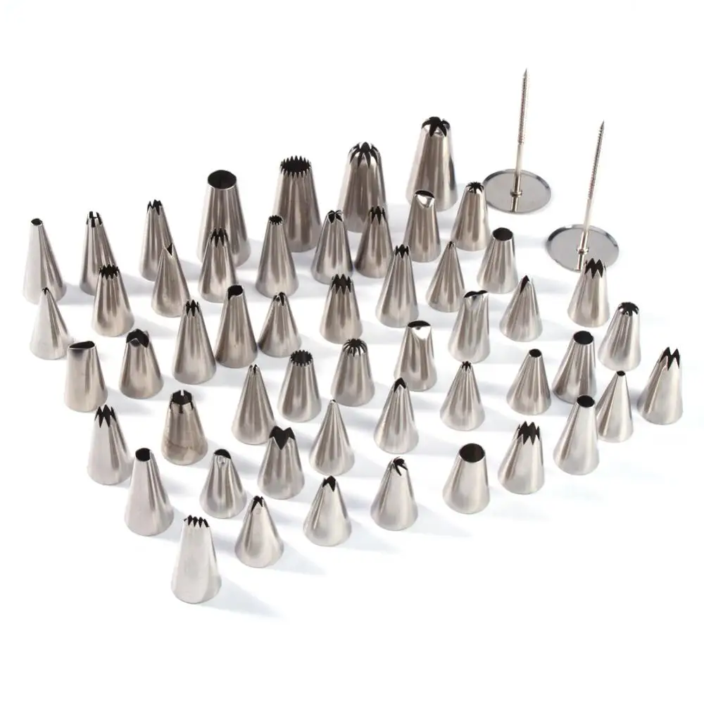 52pcs/Set Stainless Steel Icing Nozzles Piping Pastry Fondant Cake