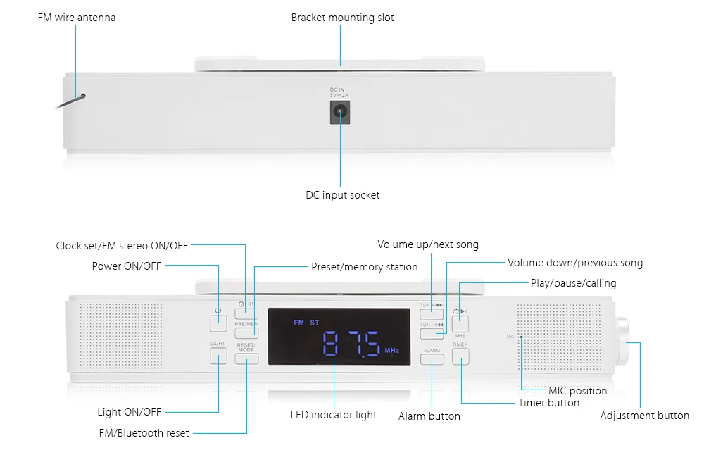 Bts 23 Under Cabinet Bluetooth Kitchen Stereo Speaker With Led