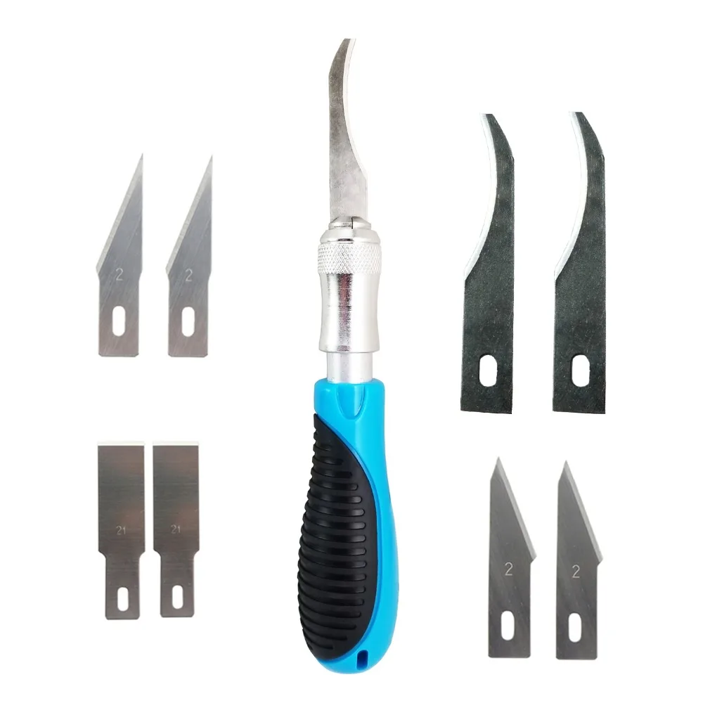 

9 Pieces Blades Anti-Slip Handle Precision Utility Craft Hobby Knife Set for Model Repairing Artwork DIY Tool
