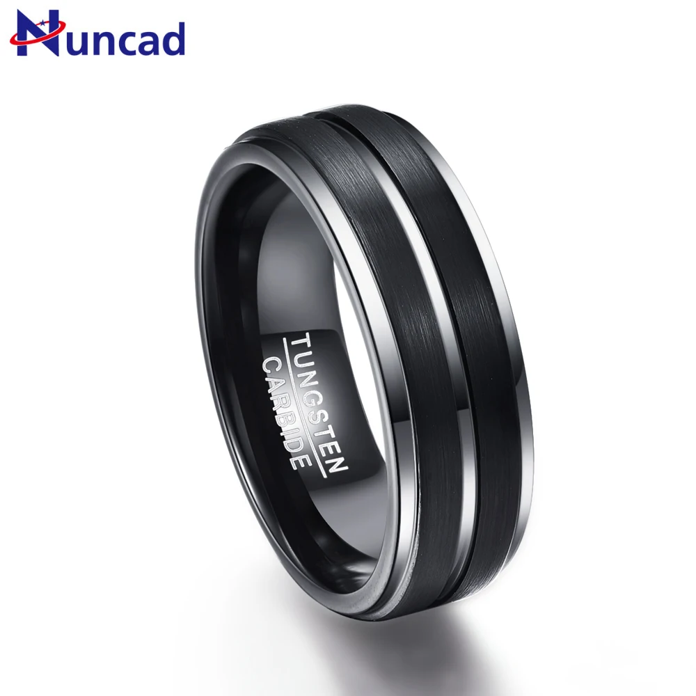 

Nuncad Hot Sales Classic T038R 8MM wide 2.3MM thick plating black matte surface Polished Tungsten mens Rings