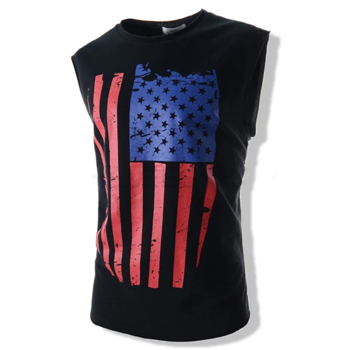 2015 Summer Style Men American Flag Print Fitness T Shirt Man Short Sleeve O-Neck Cotton Sport Hip Hop Tees Camisa Masculina | Мужская