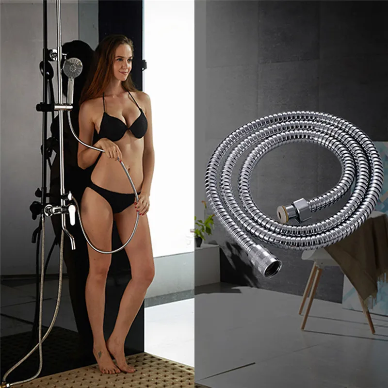 

2PC/lot 1.4m/1.8m Stainless Steel Shower Hose Flexible Bathroom Water Pipe Silver Color Common Pumbing Hose Bathroom Accessorie