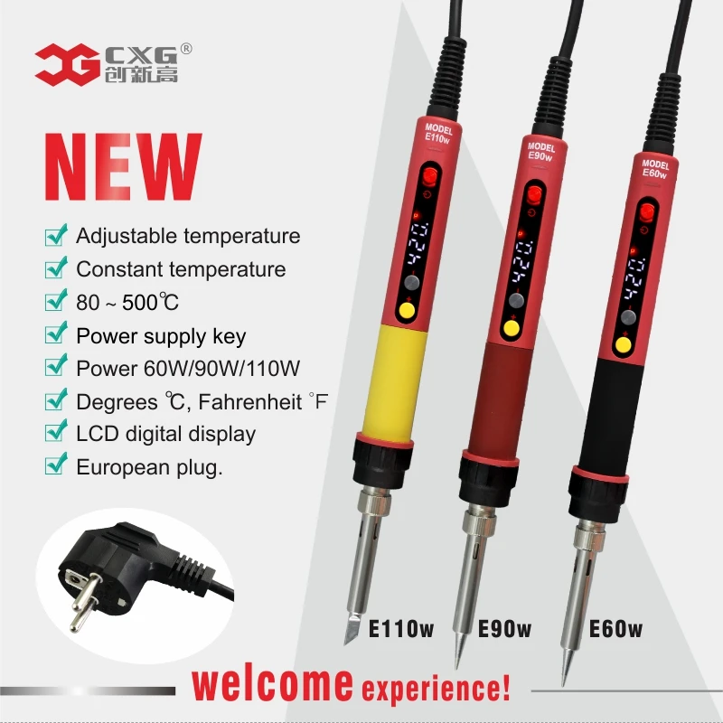 

CXG E60W Professional LED Digital Adjustable Electric Soldering Iron Constant temperature Soldering Station E90WT E110WT E60WT