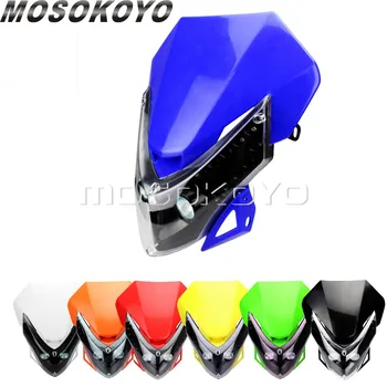 

Supermoto Enduro Twin Headlight Side LED Indicator Dirt Bike Front Lamp for Yamaha TTR TW XT YZF WR Blue
