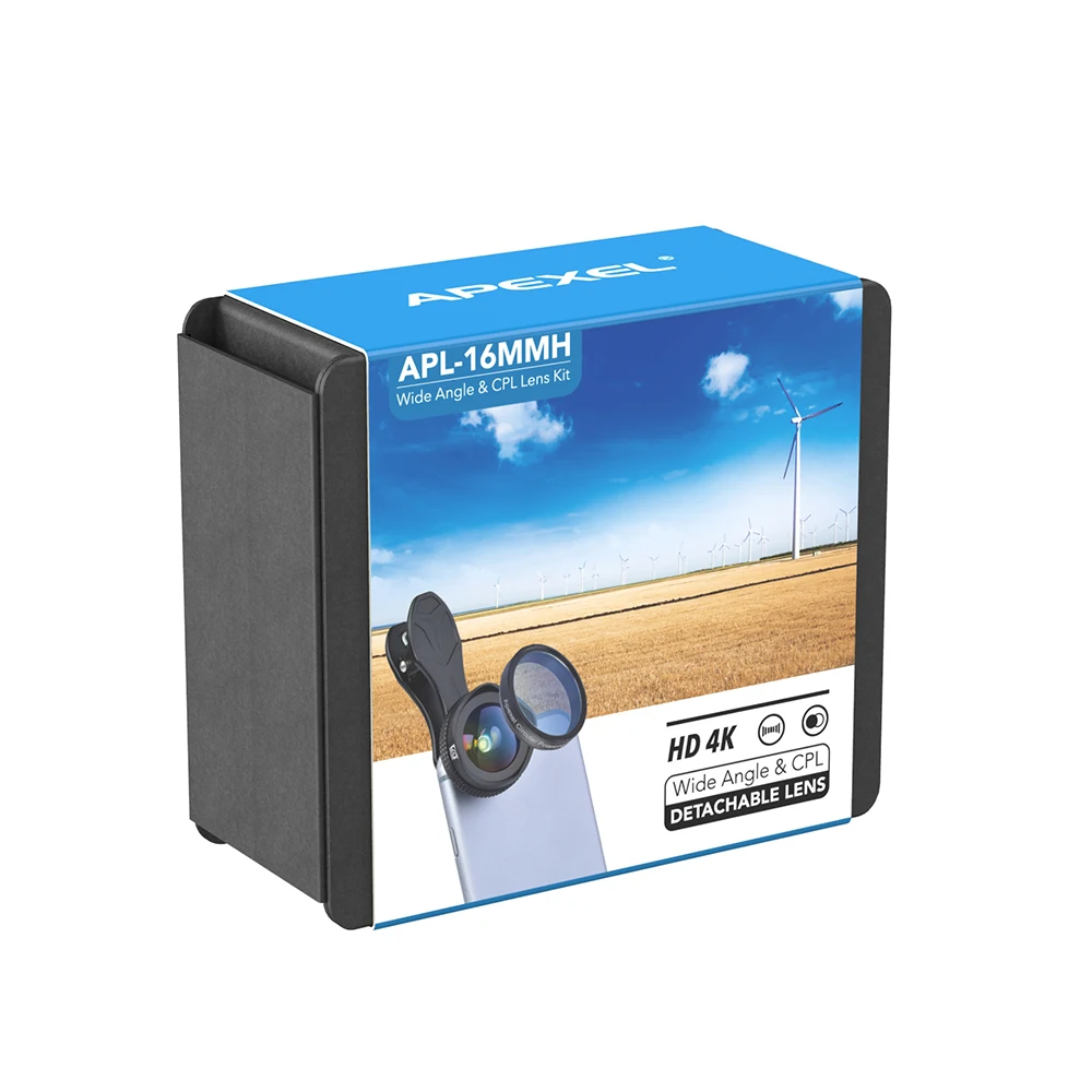 APEXEL HD 16 мм 4 к широкоугольный круговой поляризационный фильтр широкий CPL объектив мобильный телефон камера объектив Комплект для iPhone 6 6s plus xiaomi