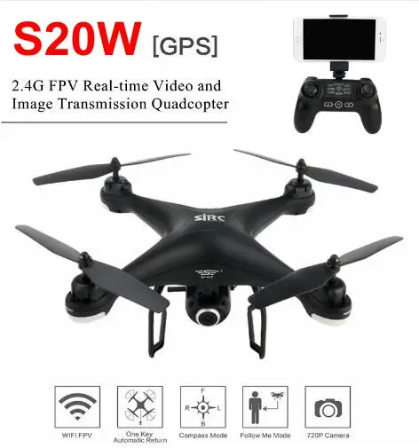 Лучшие продажи SJRC S20W 2 4 Гц GPS WiFi Трансмиссия FPV RC Дрон Квадрокоптер с 720P