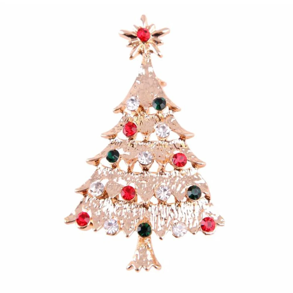 

Christmas Brooch Christmas Tree Design Costume Jewellery Sparkly Crystal Artificial Diamond Christmas Brooch Pin for Girls